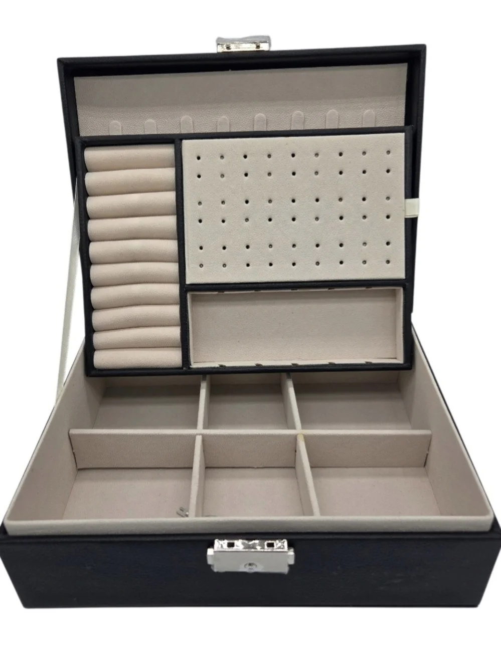 Jewelry Organizer Storage Box in Black and Cream - Unbranded